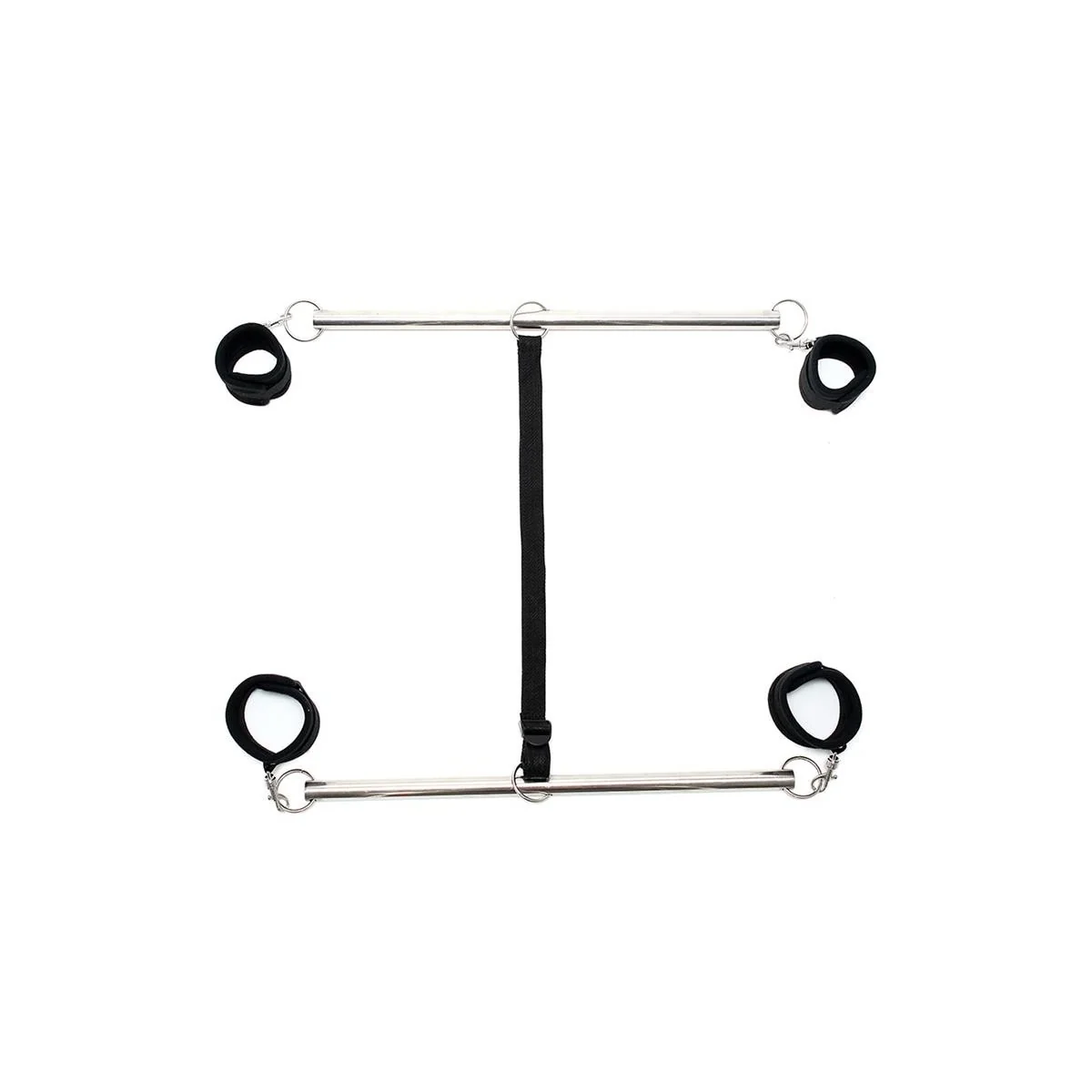 Doppelte Spreizstange mit verstellbaren Handschellen, Schwarz von Bondage Play kaufen | Fesselliebe