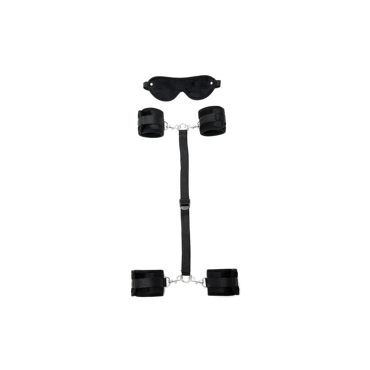 Hand-zu-Knöchel-Fesseln mit verstellbarer Maske, Schwarz von Bondage Play kaufen | Fesselliebe