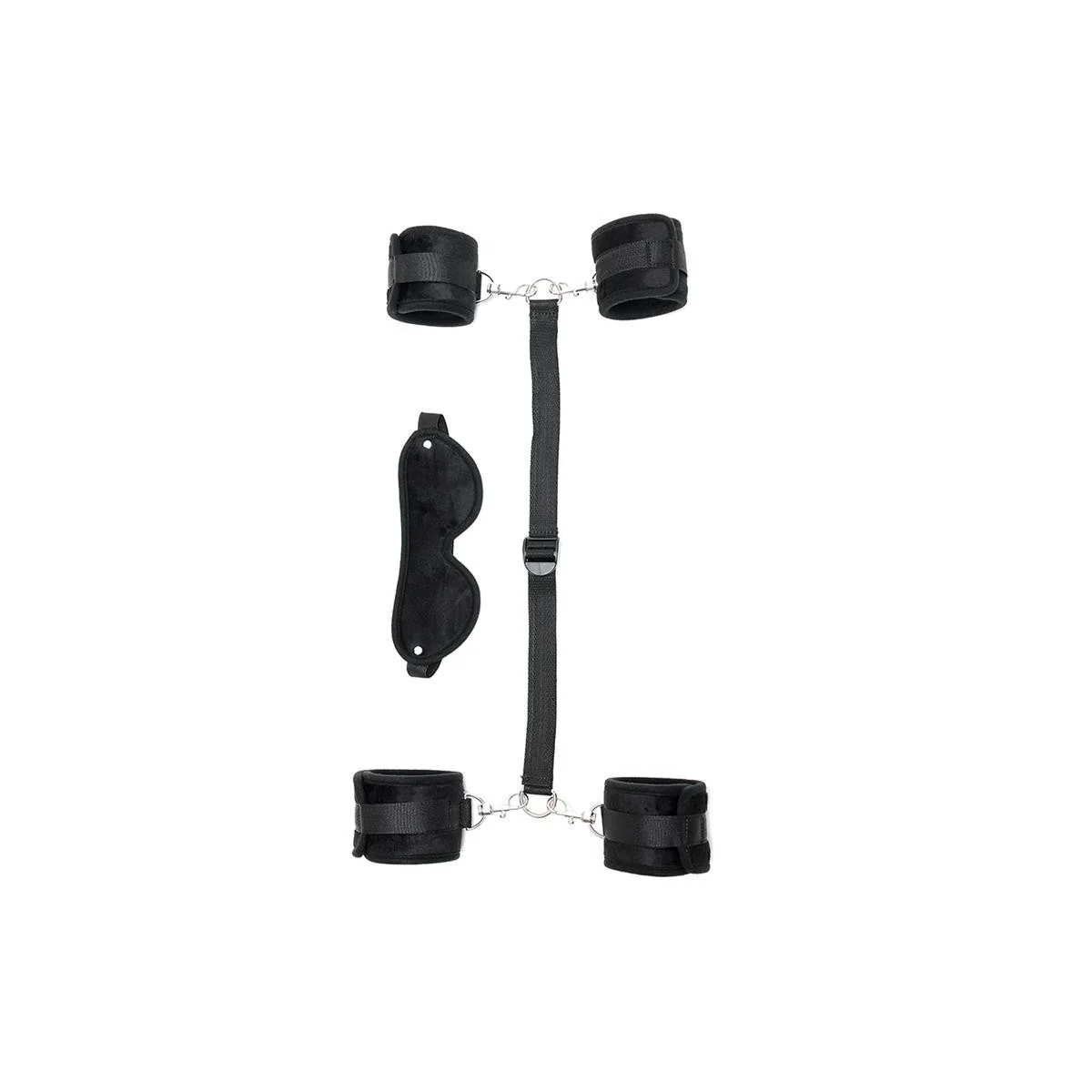 Hand-zu-Knöchel-Fesseln mit verstellbarer Maske, Schwarz von Bondage Play kaufen | Fesselliebe