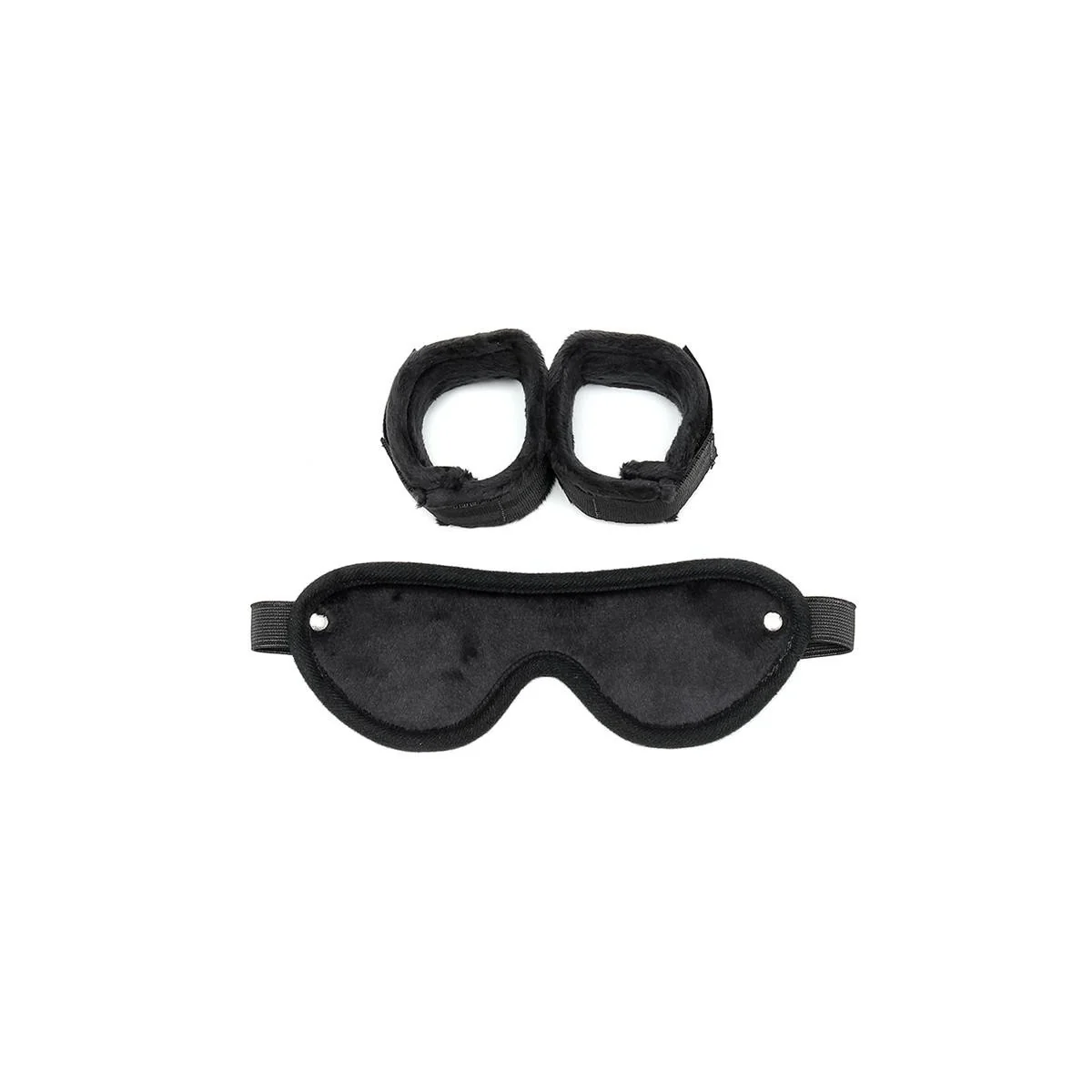 Rimba Handschellen mit Maske verstellbar schwarz von Bondage Play kaufen | Fesselliebe