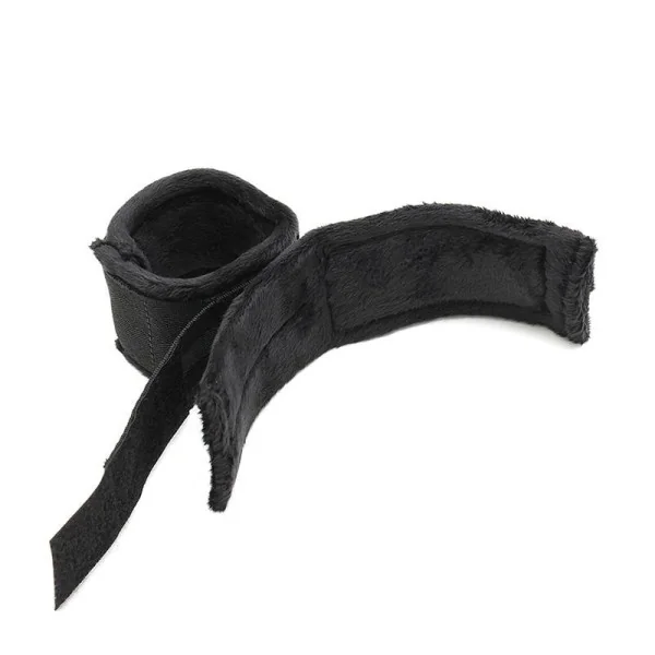 Rimba Handschellen mit Maske verstellbar schwarz von Bondage Play kaufen | Fesselliebe