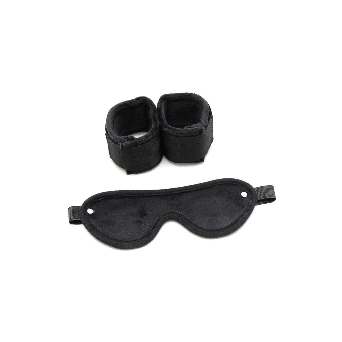 Rimba Handschellen mit Maske verstellbar schwarz von Bondage Play kaufen | Fesselliebe