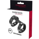 Verstellbarer Penis- und Hodenring aus Kunstleder von Darkness Bondage | Fesselliebe.de