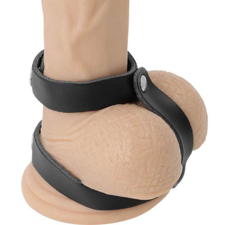 Verstellbarer Penis- und Hodenring aus Kunstleder von Darkness Bondage | Fesselliebe.de