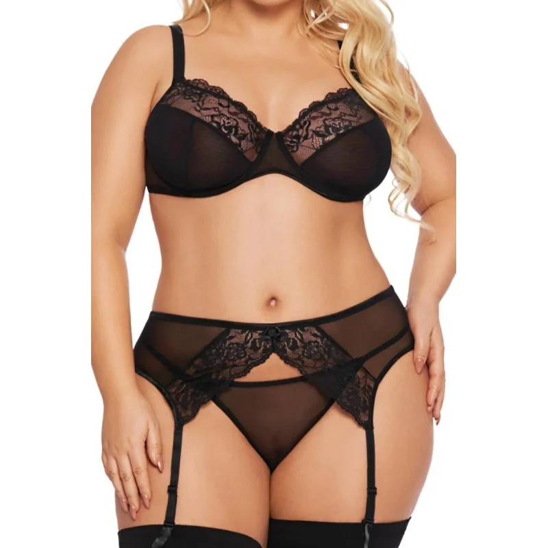Schwarzes 3-Teiliges Set 1903 von Softline Pluse Size Collection kaufen | Fesselliebe 2