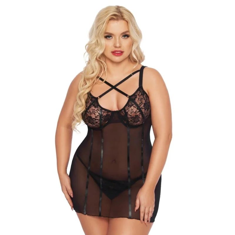 Schwarzes Chemise 1896 von Softline Pluse Size Collection kaufen | Fesselliebe
