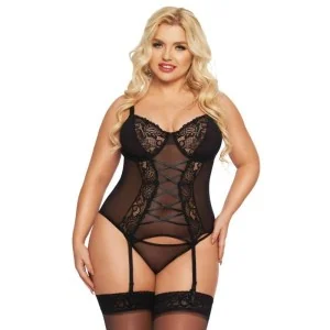 Schwarzes Strapshemd 1894 von Softline Pluse Size Collection kaufen | Fesselliebe