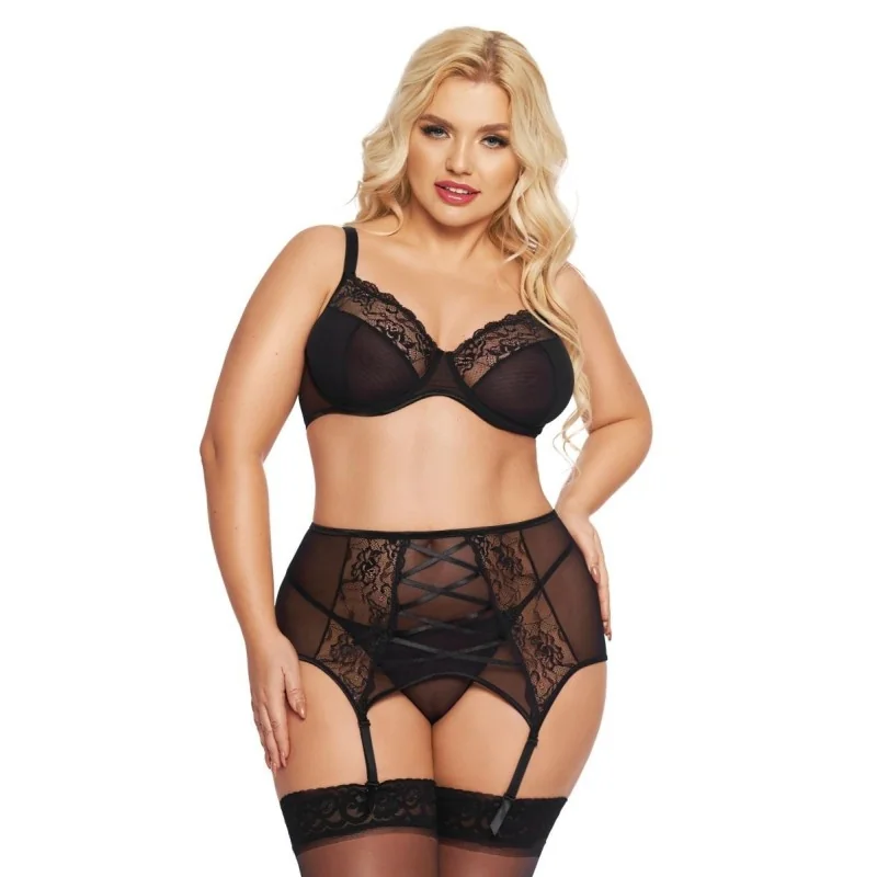 Schwarzes 3-Teiliges Set 1893 von Softline Pluse Size Collection kaufen | Fesselliebe