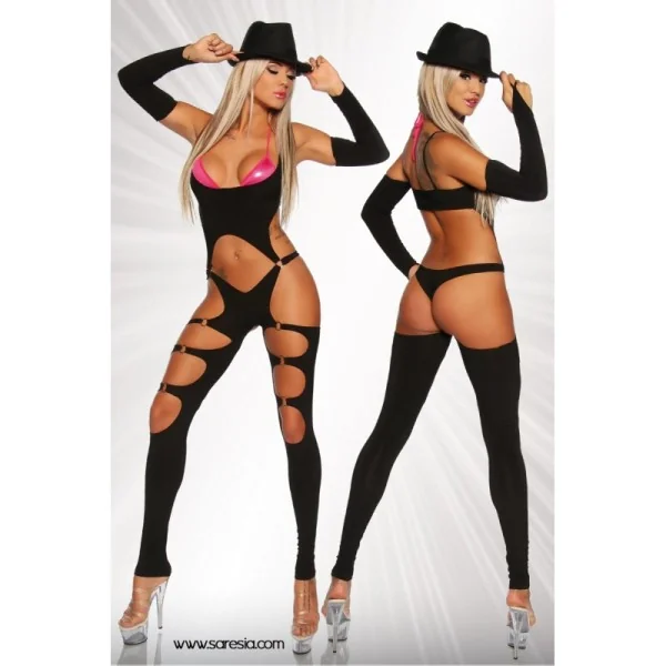 Schwarzer Gogo-Overall & Armstulpen 18031 von Saresia kaufen | Fesselliebe