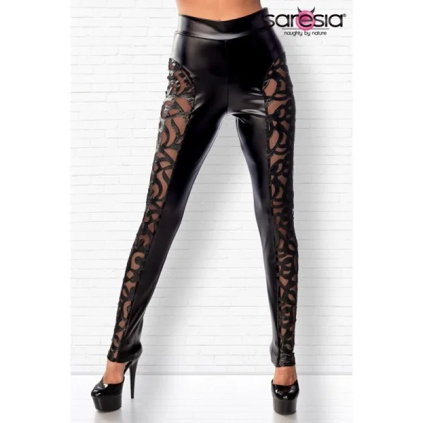 Schwarze Wetlook Leggings 18310 von Saresia kaufen | Fesselliebe