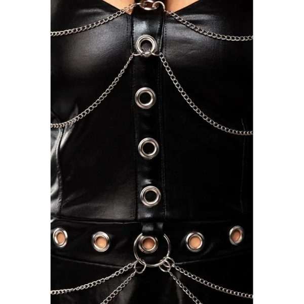 Schwarzes Wetlook Minikleid 18289 von Saresia kaufen | Fesselliebe