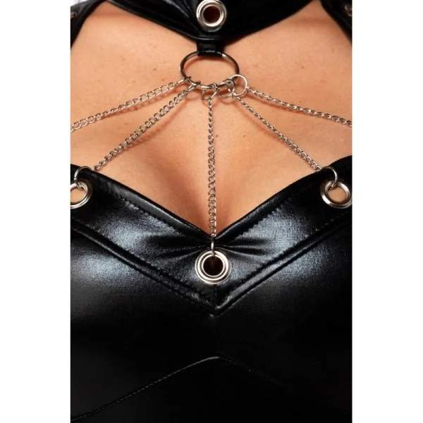 Schwarzes Wetlook Minikleid 18287 von Saresia kaufen | Fesselliebe