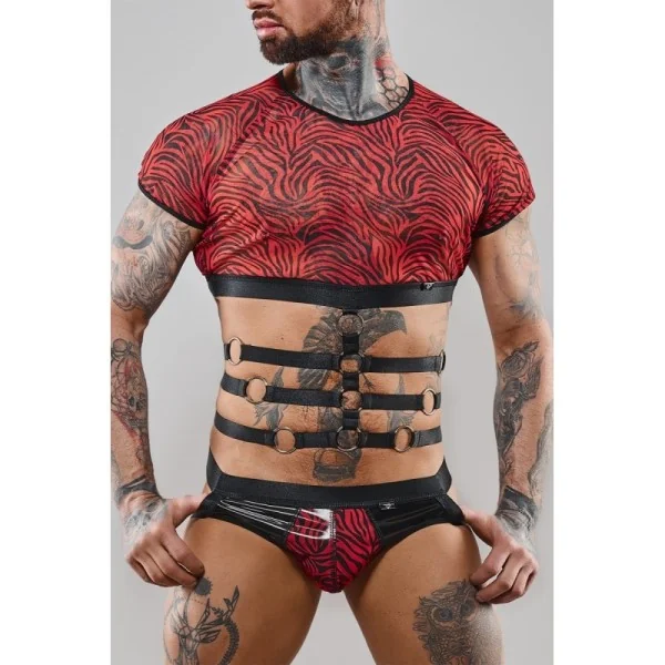 Harness T-Shirt Rerodrigo001 Schwarz/Rot von Rfp Razor’s Edge Kollektion kaufen | Fesselliebe