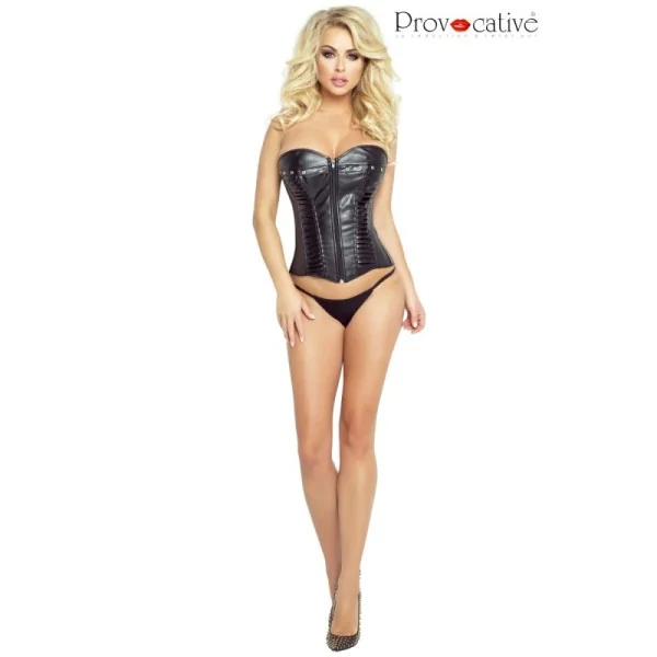 Schwarze Kunstleder-Corsage von Provocative kaufen | Fesselliebe