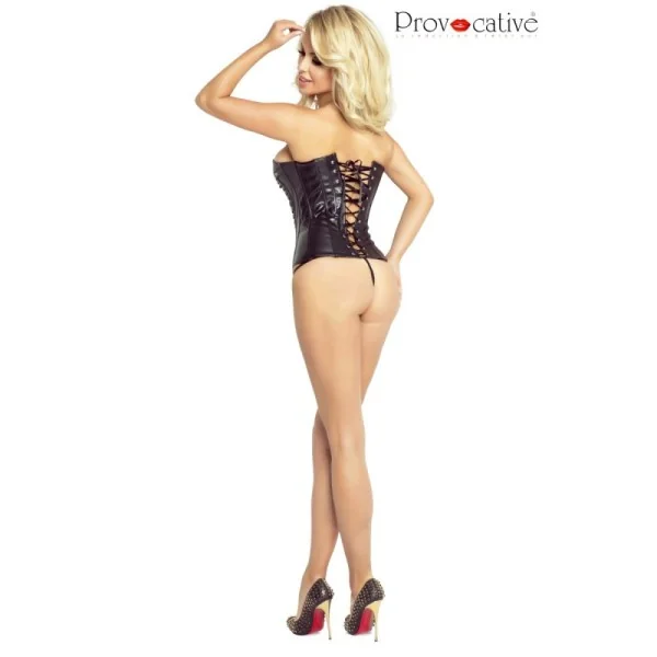 Schwarze Kunstleder-Corsage von Provocative kaufen | Fesselliebe