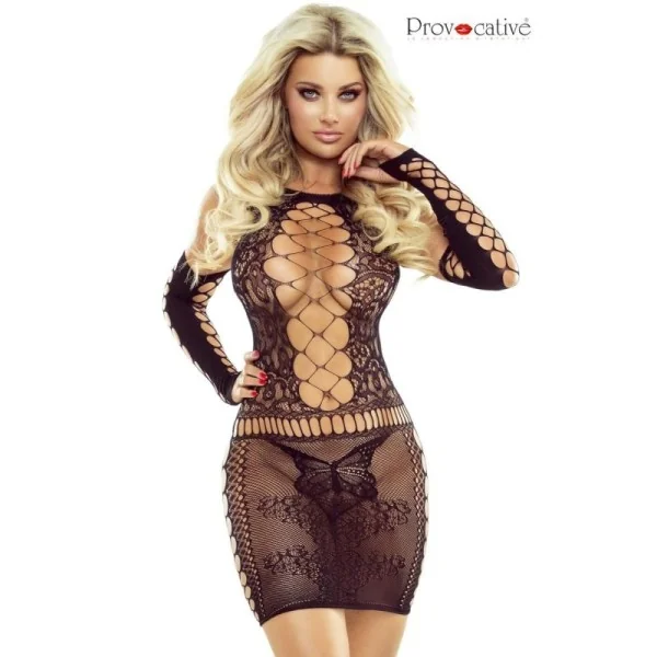 Schwarzes Netzlkeid mit Armstulpen Pr1532 von Provocative kaufen | Fesselliebe