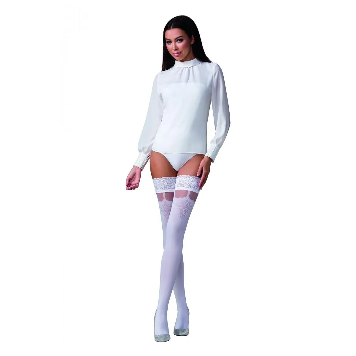 Halterlose Strümpfe St121 Weiß von Passion kaufen | Fesselliebe