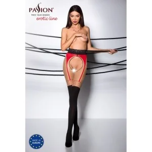 Ouvert Strumpfhose Ti Open 003 Schwarz/Rot von Passion Erotic Line kaufen | Fesselliebe