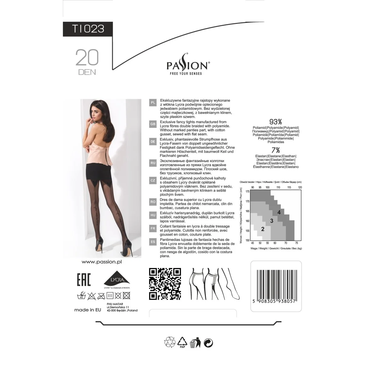 Strumpfhose mit Muster Ti023 Schwarz von Passion kaufen | Fesselliebe