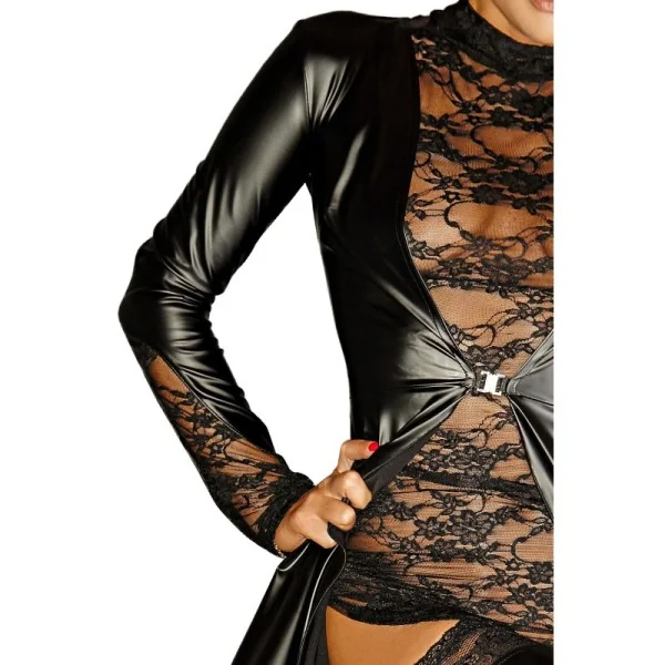 Schwarzer Langer Mantel F128c von Noir Handmade Diva Collection kaufen | Fesselliebe