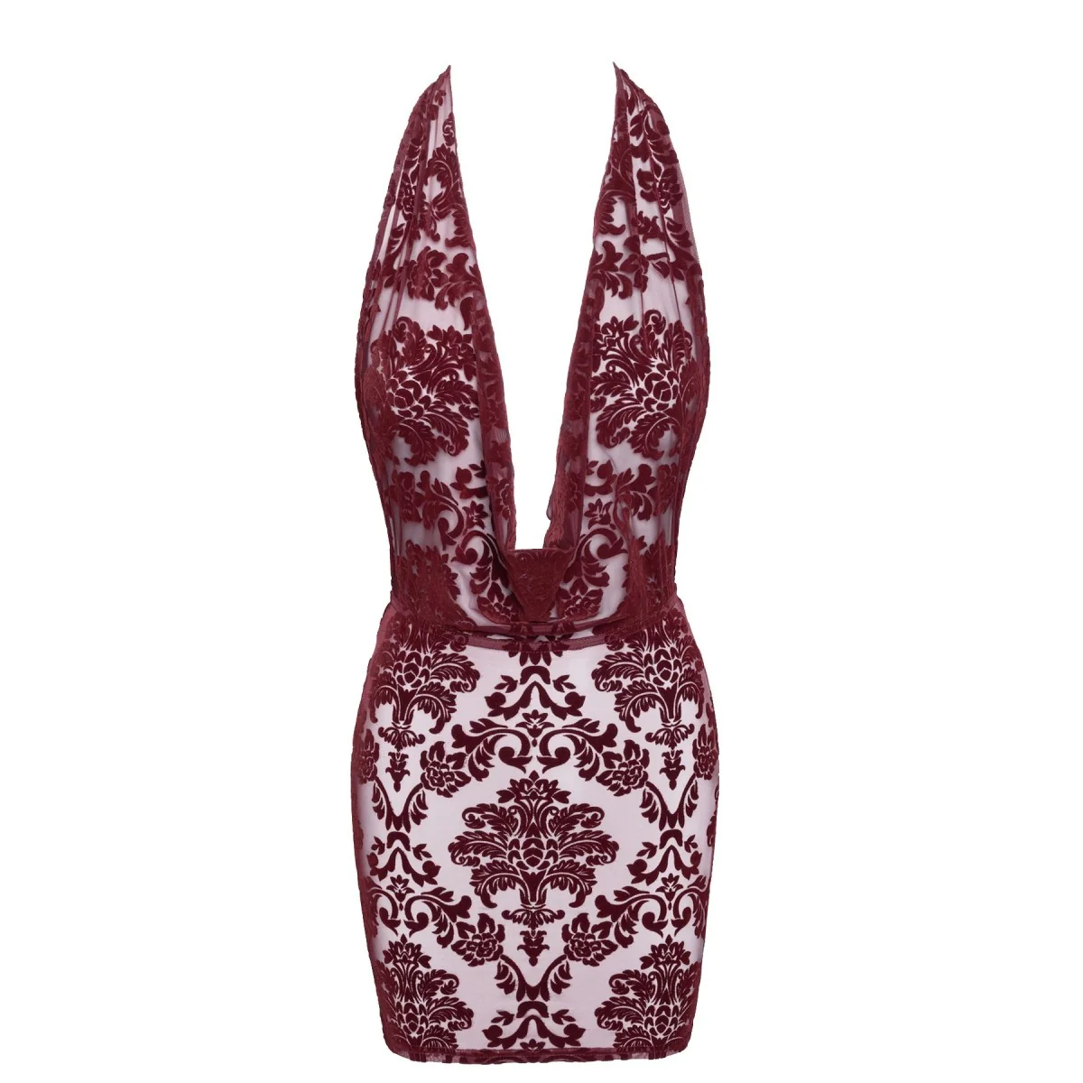 F385 MINIKLEID KINK ROYAL MIT WASSERFALLAUSSCHNITT VON NOIR HANDMADE