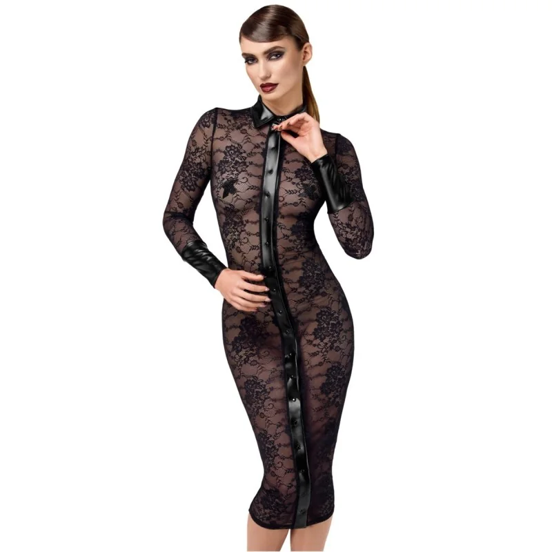 F376 HALBLANGES KLEID NOIRELLE AUS SPITZE VON NOIR HANDMADE