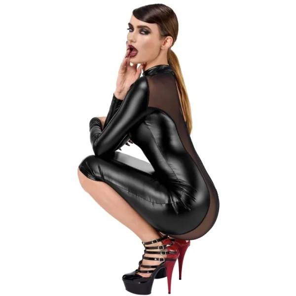 F371 LUXURIA CRYSTAL SHEER MIDIKLEID VON NOIR HANDMADE