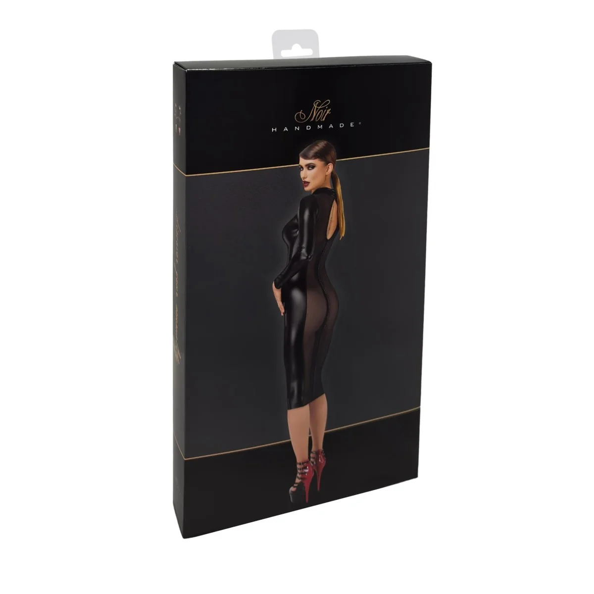 F371 LUXURIA CRYSTAL SHEER MIDIKLEID VON NOIR HANDMADE