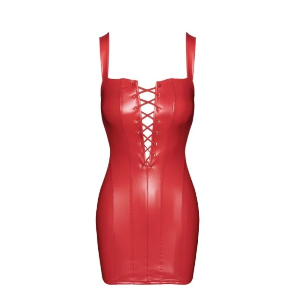 F364 ROTES BOMBSHELL MINIKLEID MIT SCHNÜRUNG VON NOIR HANDMADE