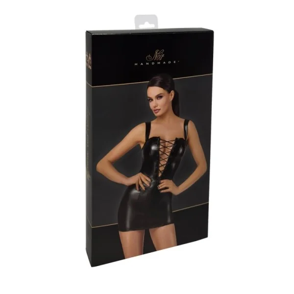 F363 WETLOOK MINIKLEID MIT SCHNÜRUNG VON NOIR HANDMADE