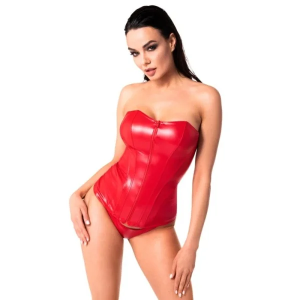 Wetlook Corsagen-Top rot F355 von Noir Hanndmade Orgia Collection kaufen | Fesselliebe