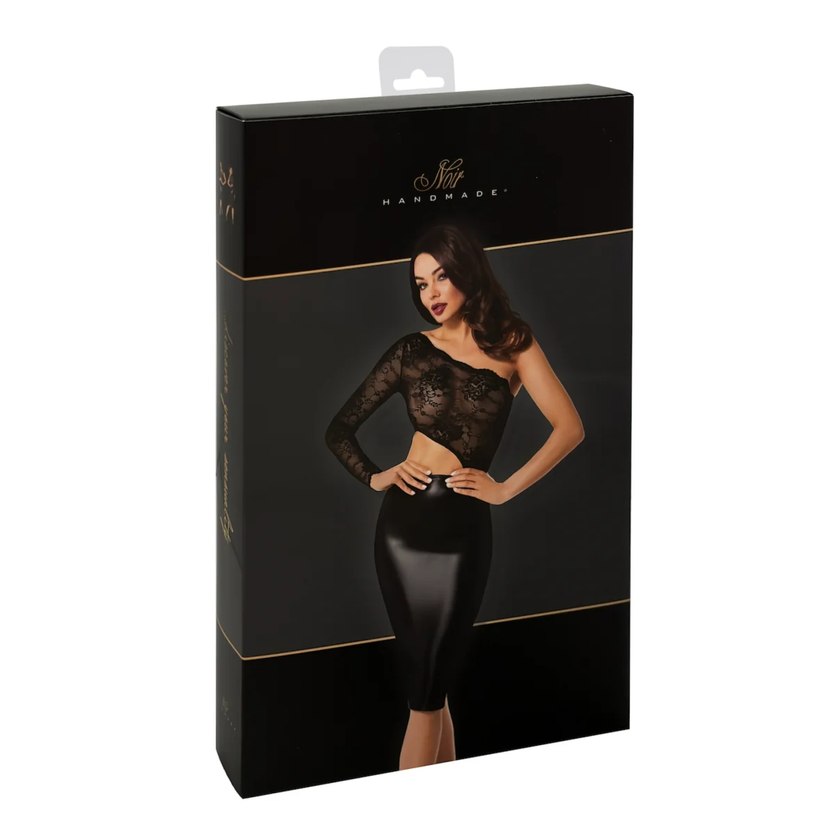 Halblanges Wetlook Kleid mit Spitze F339 von Noir Handmade kaufen | Fesselliebe