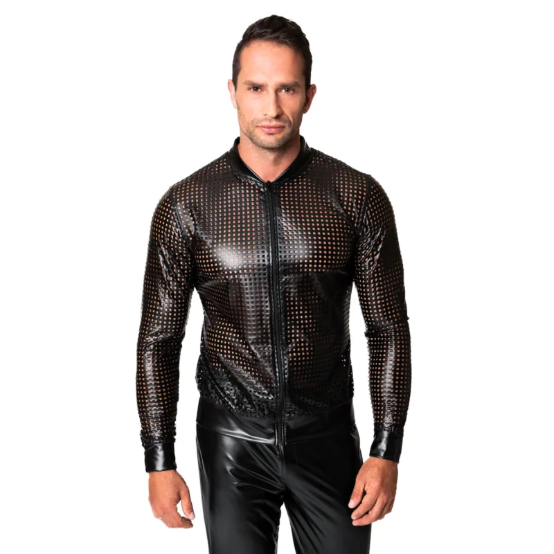 Schwarze Powerwetlook Jacke H076 von Noir Handmade Chaos Collection kaufen | Fesselliebe