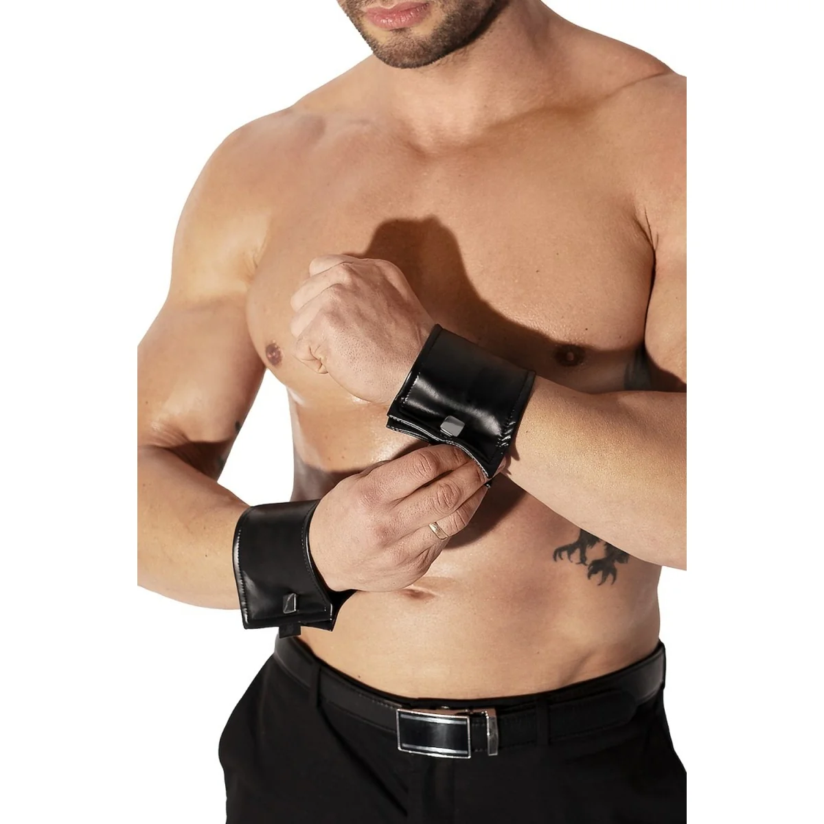 H075 Paar Handgelenk-Geldbörse mit Verstecktem Reißverschluss von Noir Handmade kaufen | Fesselliebe