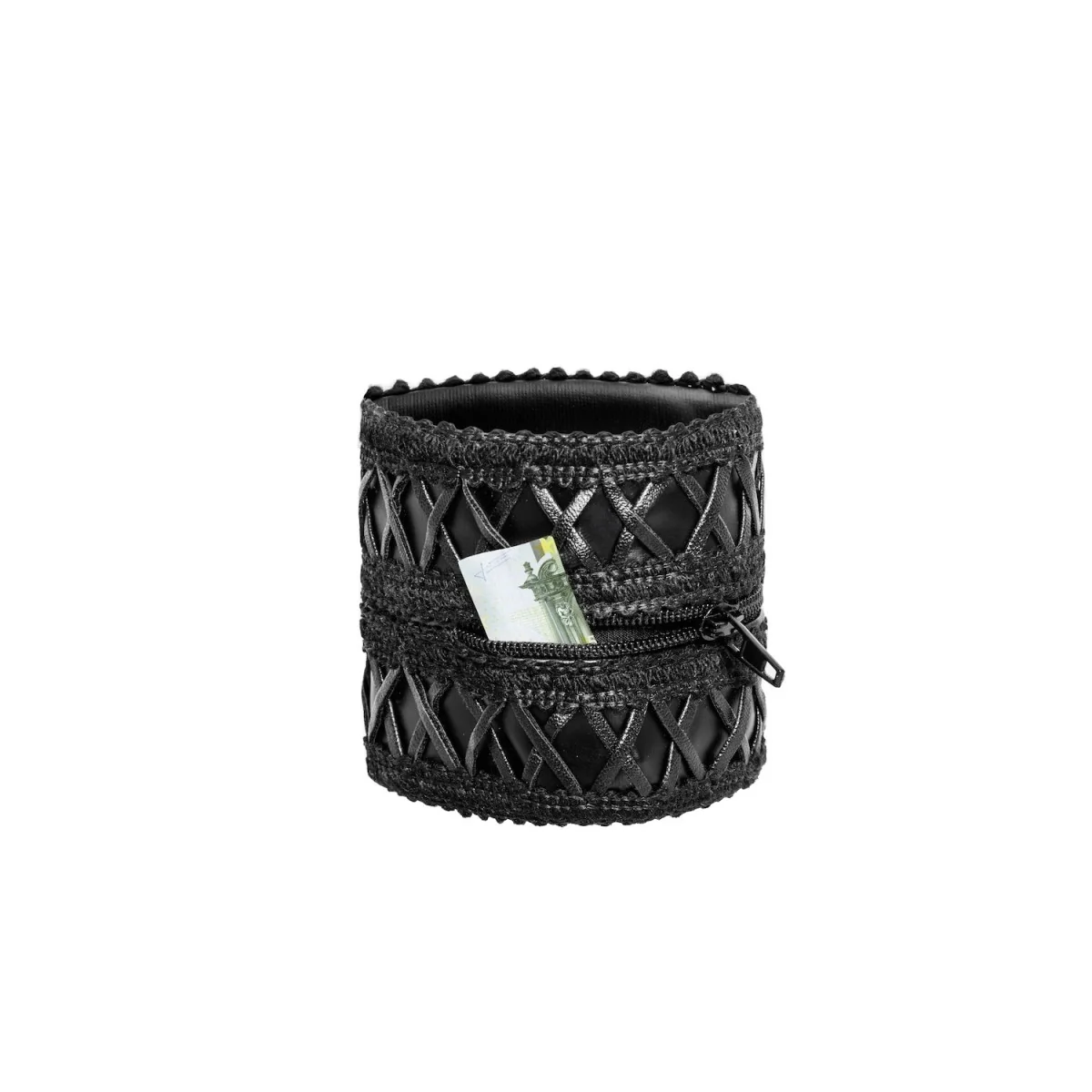 F326 Handgelenk-Geldbörse mit Verstecktem Reißverschluss von Noir Handmade kaufen | Fesselliebe