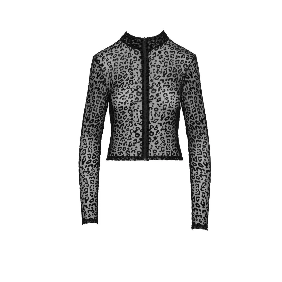 F289 Leopardenflock Top mit Langen Ärmeln von Noir Handmade kaufen | Fesselliebe