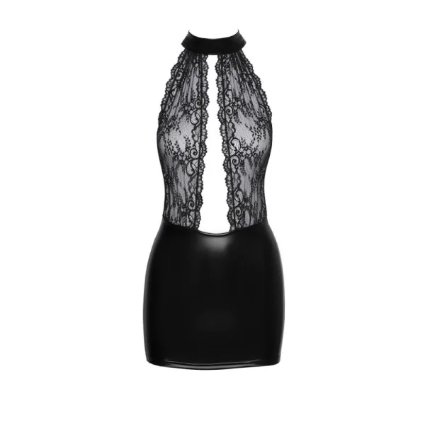 F279 Kurzes Powerwetlook Kleid mit Spitze von Noir Handmade kaufen | Fesselliebe