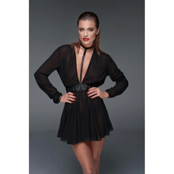 Schwarzes Chiffon Minikleid mit Choker F150 von Noir Handmade Muse Collection kaufen | Fesselliebe