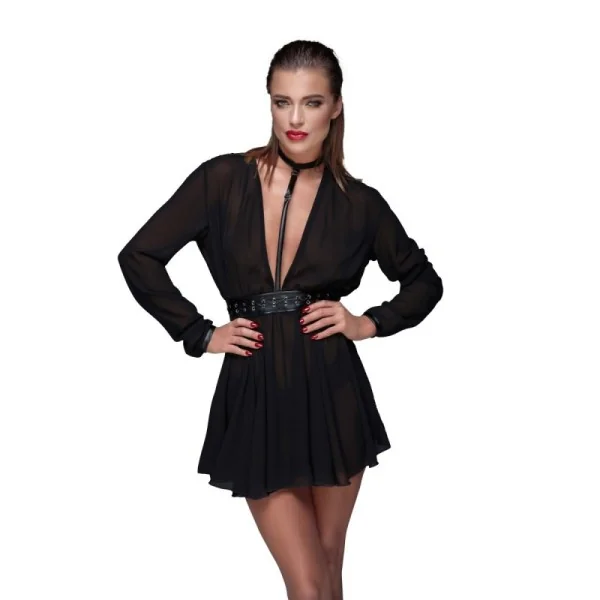 Schwarzes Chiffon Minikleid mit Choker F150 von Noir Handmade Muse Collection kaufen | Fesselliebe