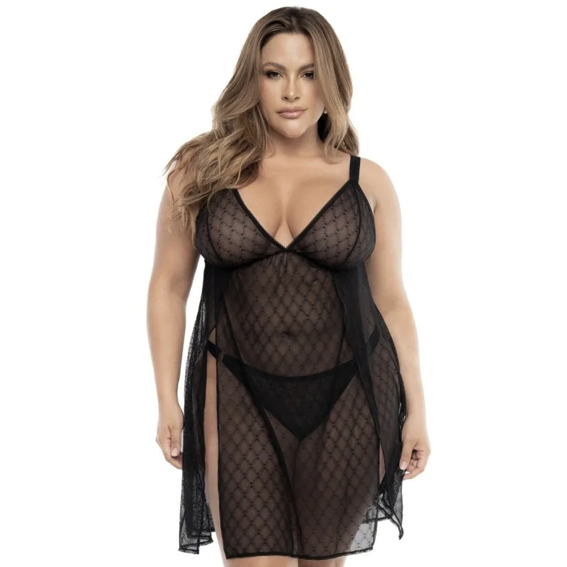 Schwarzes Babydoll Plus Size - Mal7498xblk von Mapale kaufen | Fesselliebe