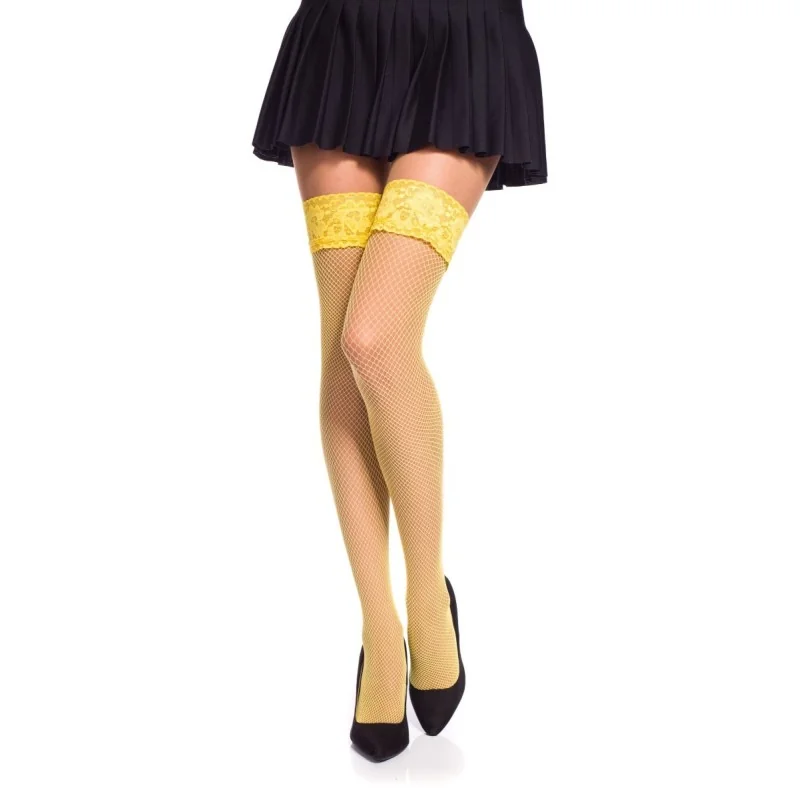 Halterlose Netz-Strümpfe Veronica Gelb von Legg Story kaufen | Fesselliebe