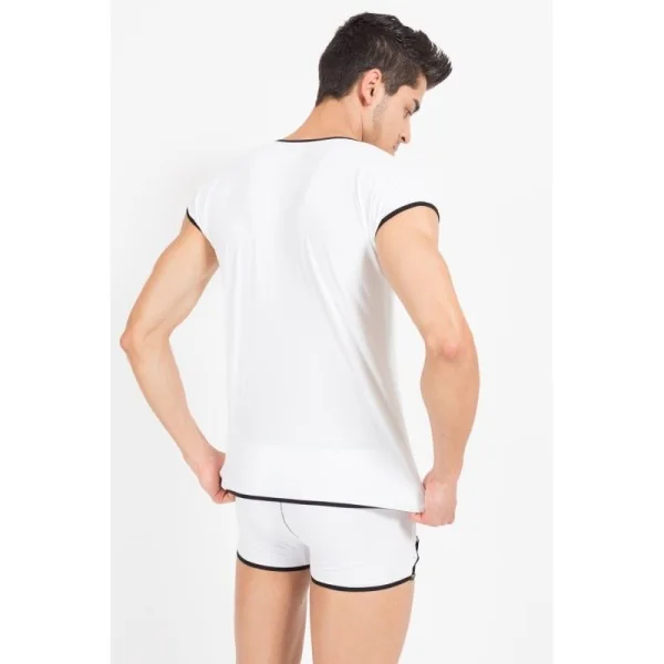 Weiß/Schwarzes V-Shirt Mixing 43-77 von Look Me kaufen | Fesselliebe