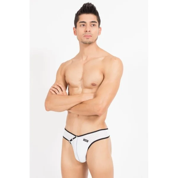 Weiß/Schwarzer Männer String Mixing 43-57 von Look Me kaufen | Fesselliebe