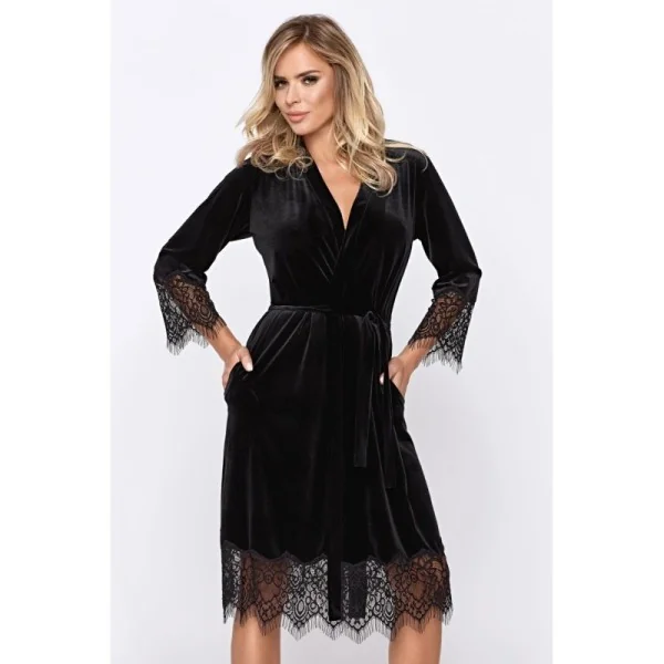 Schwarzes Mia Dressing Gown von Hamana kaufen | Fesselliebe