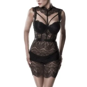 Schwarzes Spitzen Negligé 15310 von Grey Velvet kaufen | Fesselliebe