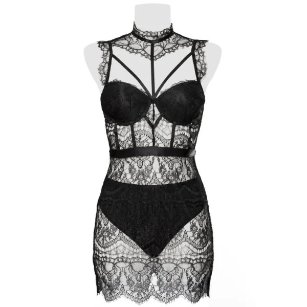 Schwarzes Spitzen Negligé 15310 von Grey Velvet kaufen | Fesselliebe