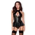 Korsett & Tanga Schwarz 859-Cor-1 von Obsessive