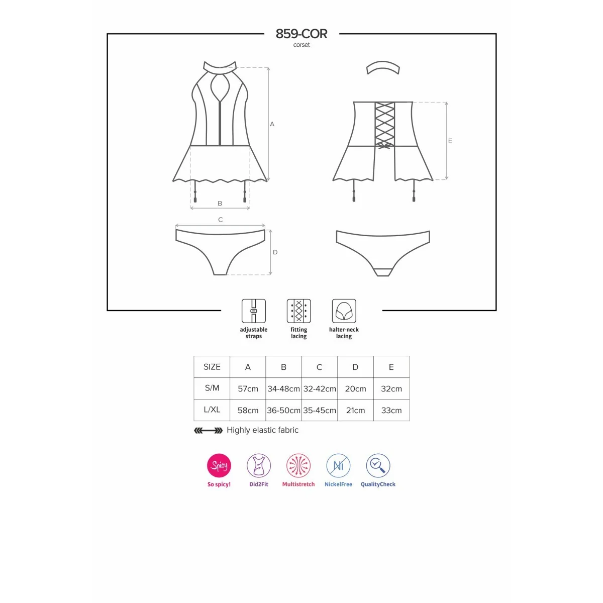 Korsett & Tanga schwarz 859-Cor-1 von Obsessive kaufen | Fesselliebe