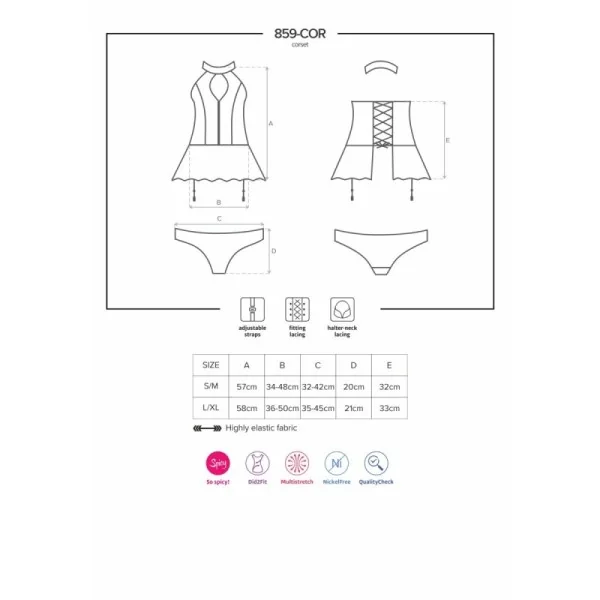 Korsett & Tanga schwarz 859-Cor-1 von Obsessive kaufen | Fesselliebe