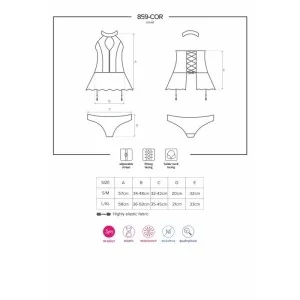 Korsett & Tanga Schwarz 859-Cor-1 von Obsessive